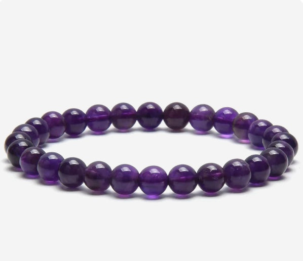 Amethyst 6mm-Natural Gemstone Stretch Bracelet image 0