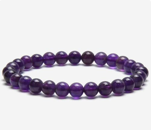 Amethyst 6mm-Natural Gemstone Stretch Bracelet  image 0