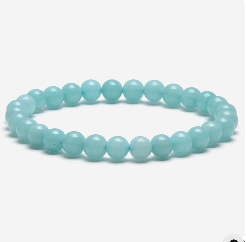 Blue Amazonite 6 mm Natural Gemstone Stretch Bracelet image 0