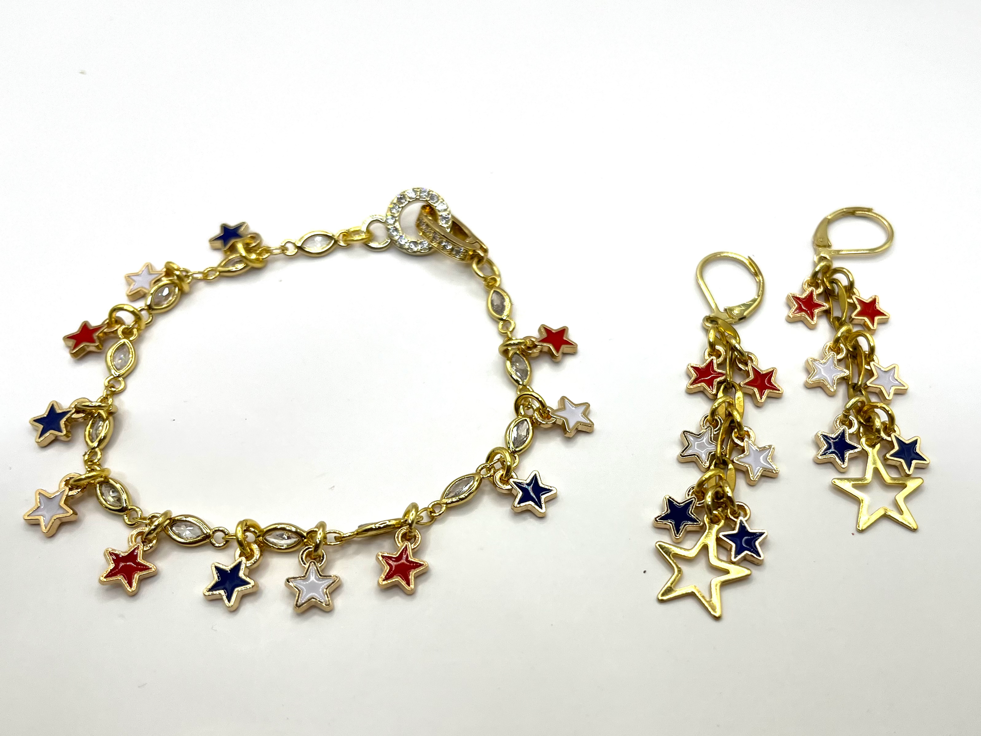 Red white and blue earrings image 3