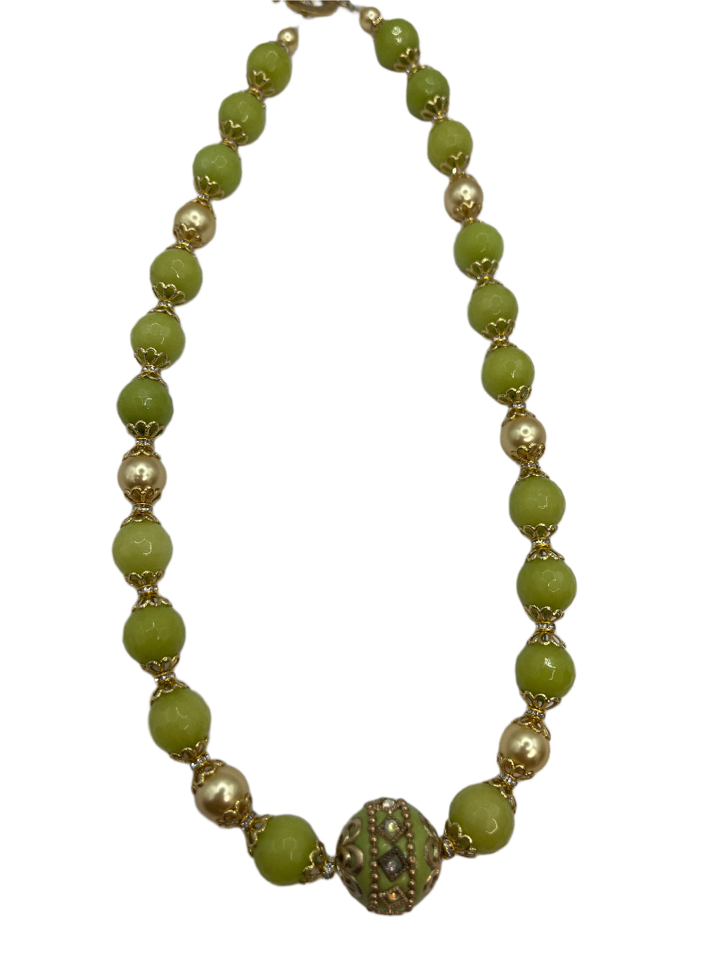 Green quartz necklace with matching bracelet and earrings
