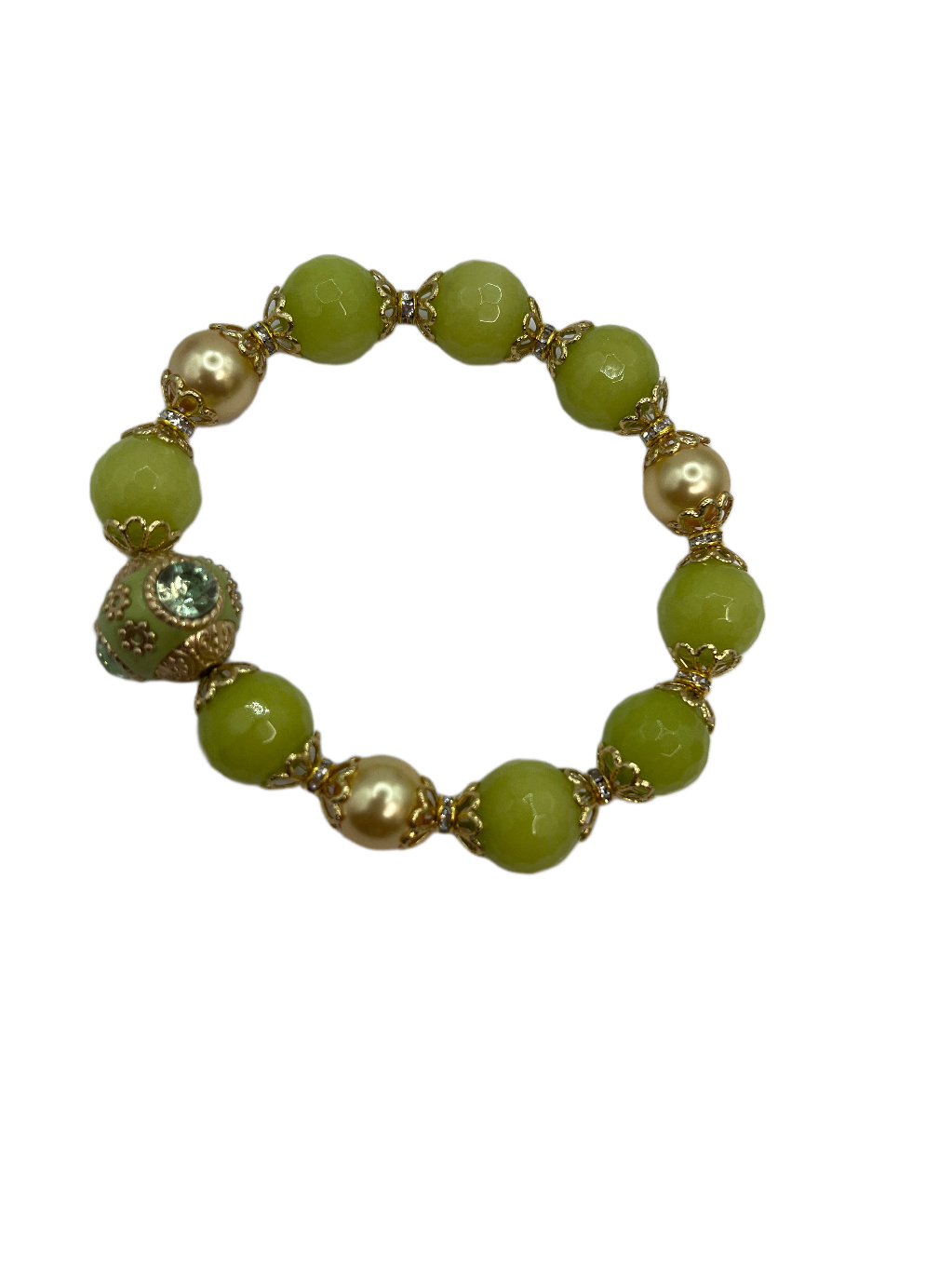 Green quartz necklace with matching bracelet and earrings