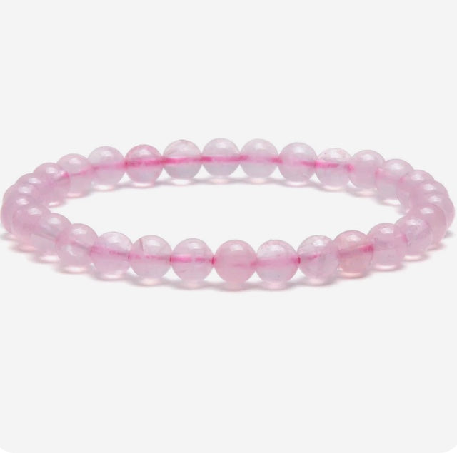 Rose Quartz 6 mm Natural Gemstone Stretch Bracelet image 0